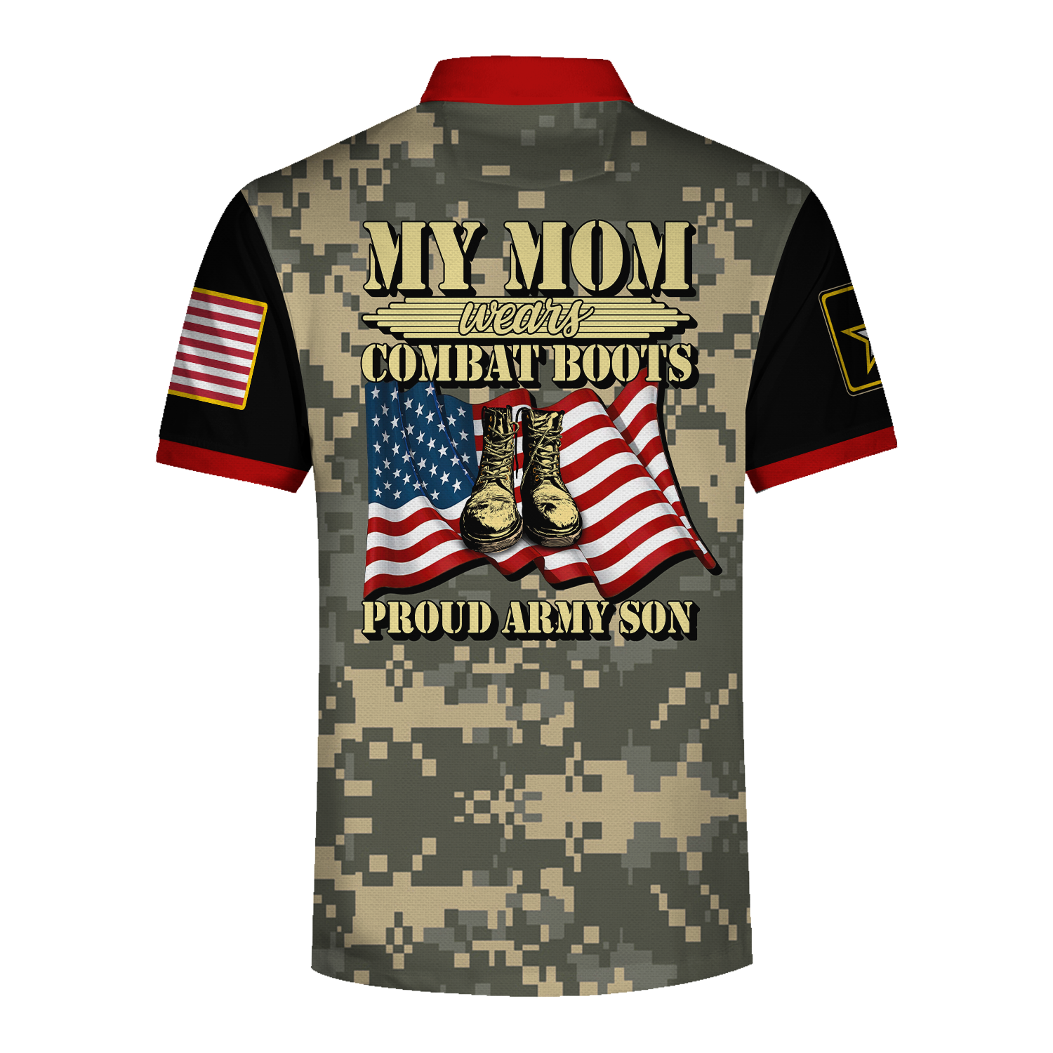Customspig Polo Shirt US Army My Mom Wears Combat Boots Proud Army Son 3D Apparel