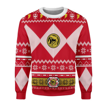 Gearhomies Christmas Unisex Sweater Red Power Ranger 3D Apparel