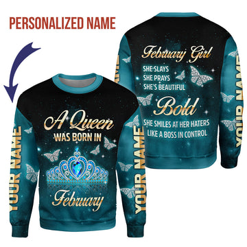 CustomsPig Personalized Tops February Girl All Over Printed