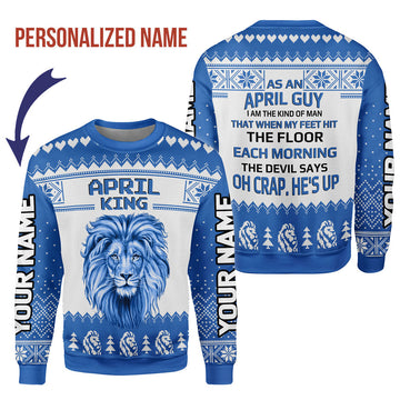 CustomsPig Personalized Ugly Sweater April Guy All Over Printed