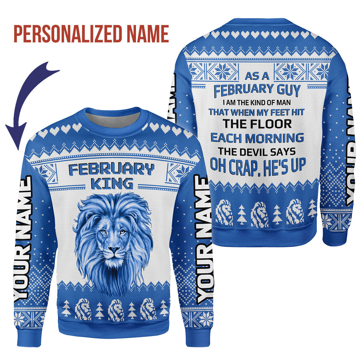 CustomsPig Personalized Tops February King All Over Printed