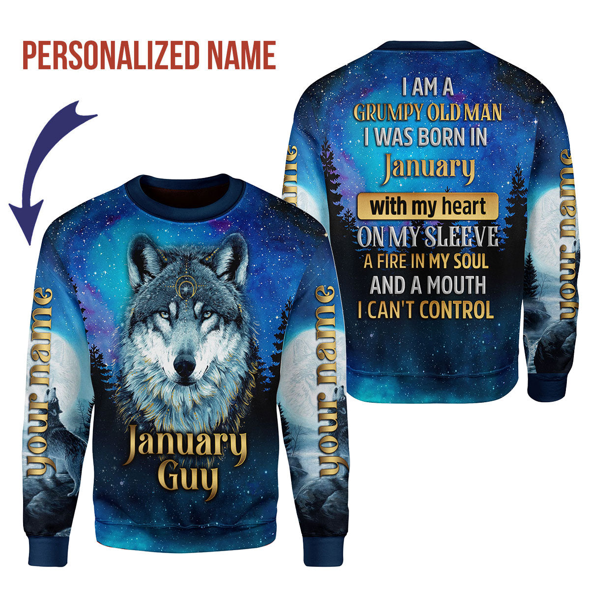 CustomsPig Personalized Ugly Sweater I Was Born In January All Over Printed