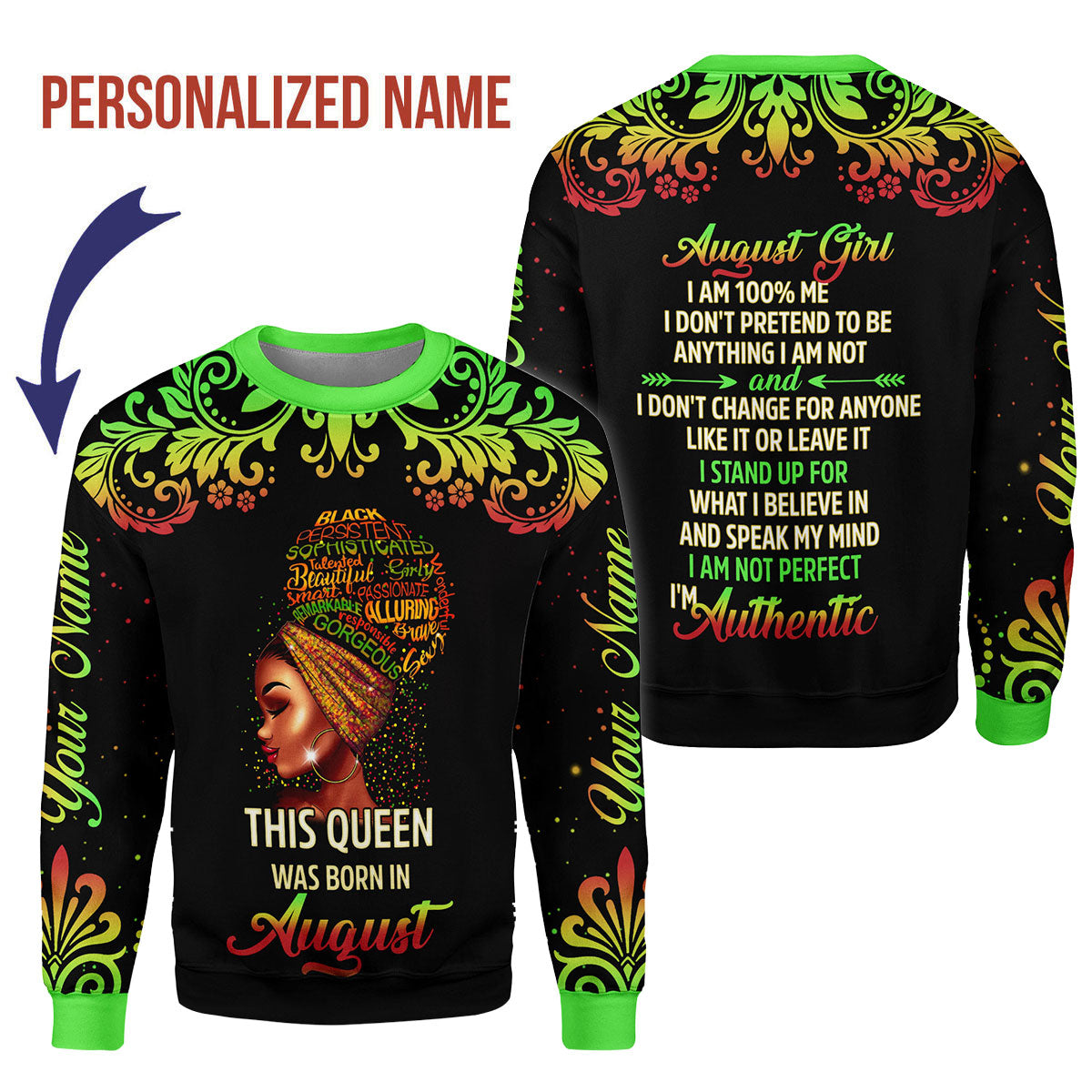 CustomsPig Personalized Tops August Girl I Am 100% Me All Over Printed