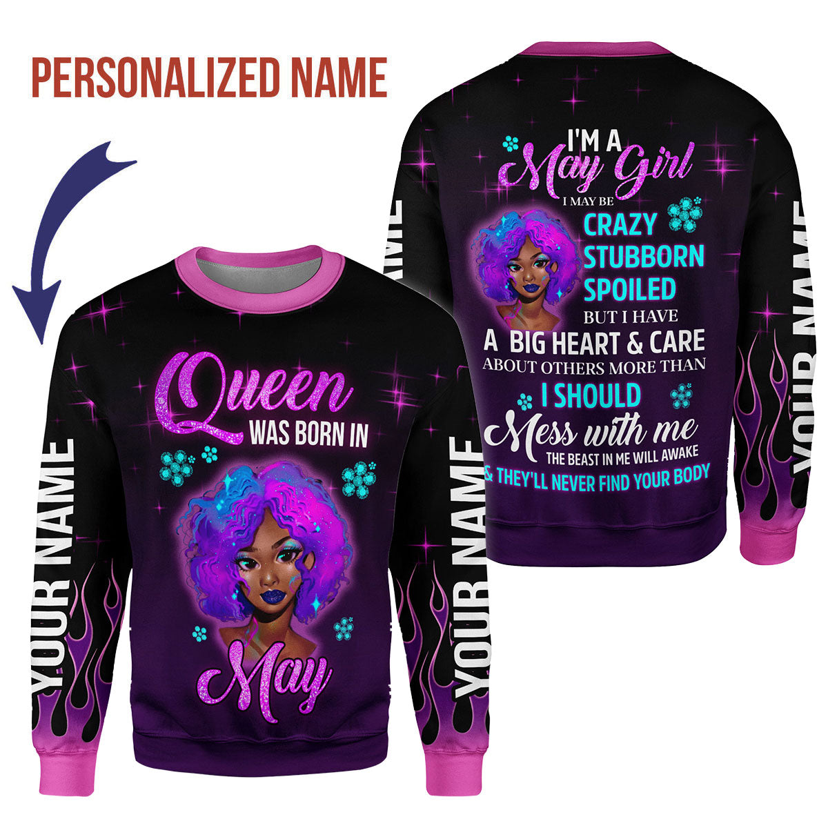 CustomsPig Personalized Tops May Queen Was Born In May All Over Printed