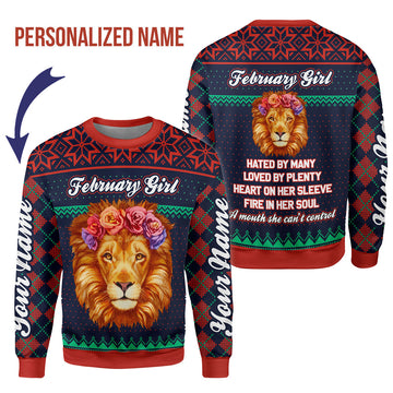 CustomsPig Personalized Ugly Sweater February Girl All Over Printed