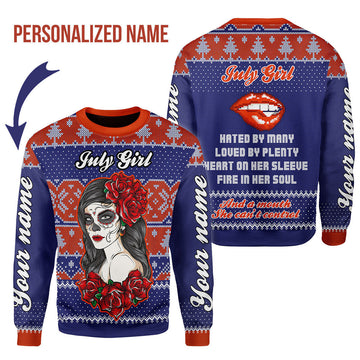 CustomsPig Personalized Ugly Sweater July Girl All Over Printed