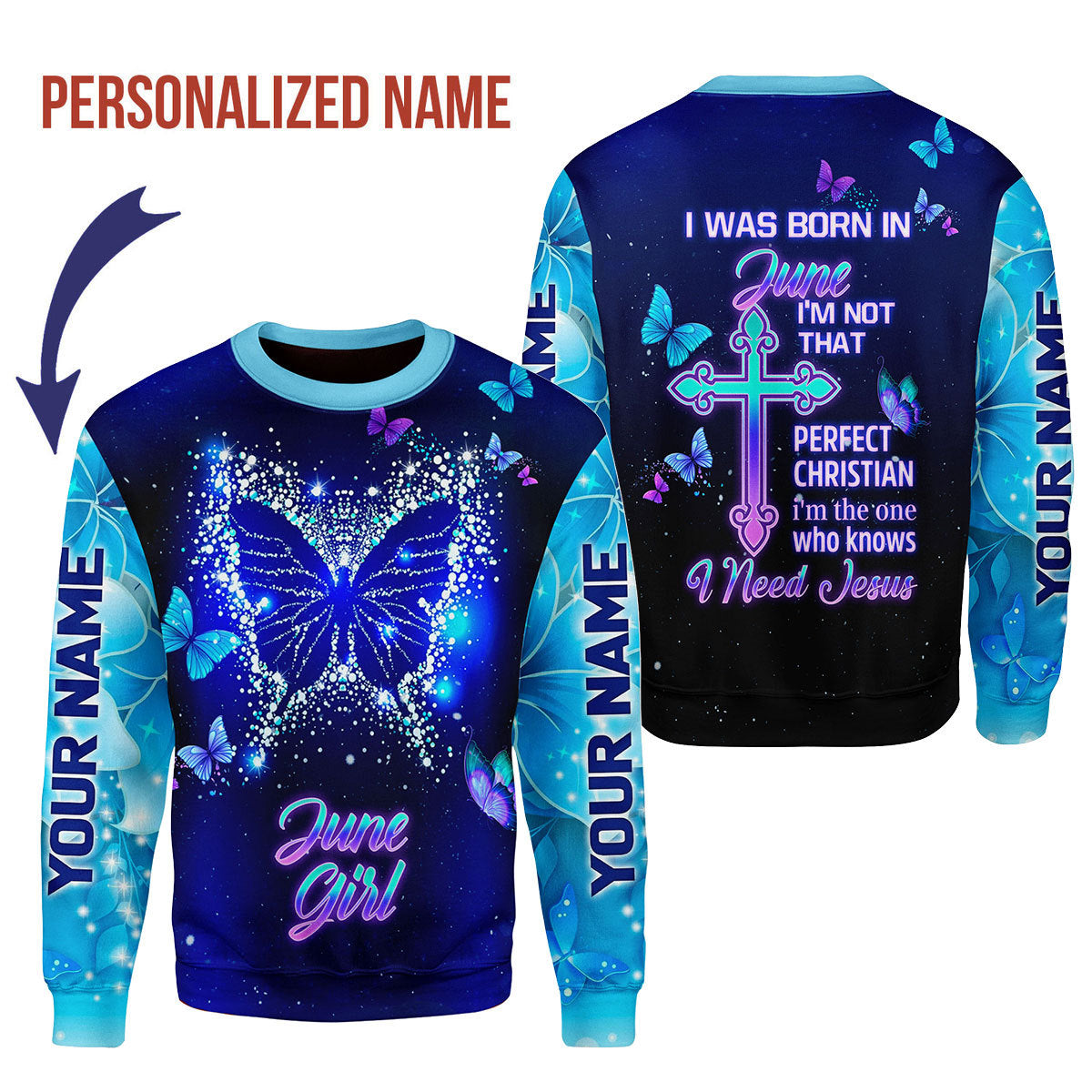 CustomsPig Personalized Tops June Girl All Over Printed