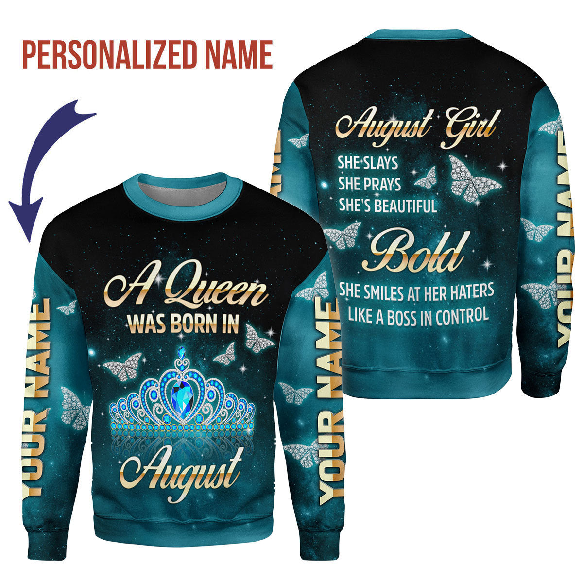 CustomsPig Personalized Tops August Girl All Over Printed