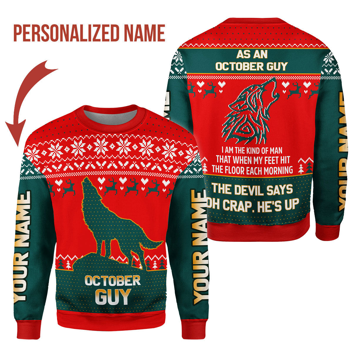 Customspig Personalized Sweatshirt October Guy All Over Printed