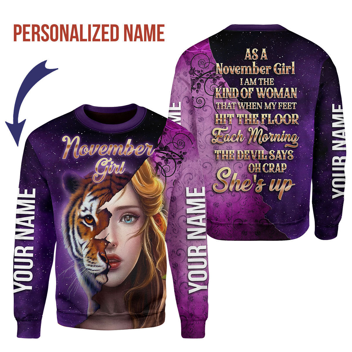 CustomsPig Personalized Tops November Girl All Over Printed