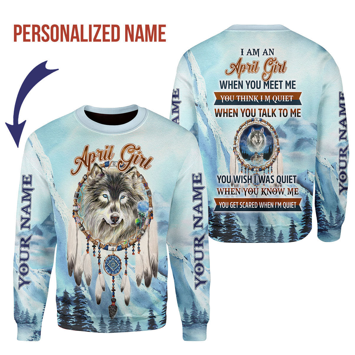 CustomsPig Personalized Ugly Sweater I Am An April Girl All Over Printed
