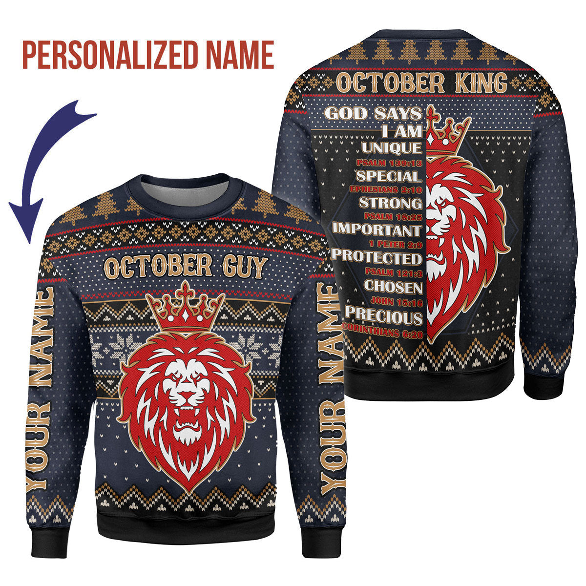 Customspig Personalized Sweatshirt October King  All Over Printed