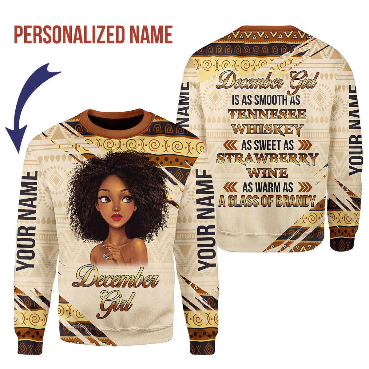 CustomsPig Personalized Ugly Sweater December Girl All Over Printed