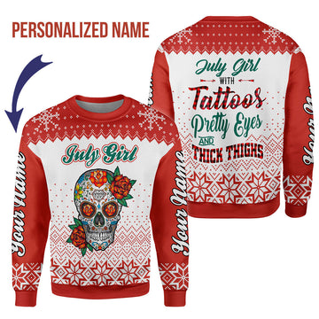 CustomsPig Personalized Ugly Sweater July Girl All Over Printed