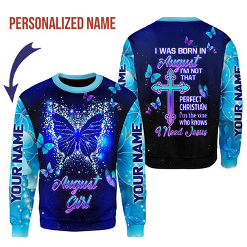 CustomsPig Personalized Ugly Sweater August Girl All Over Printed