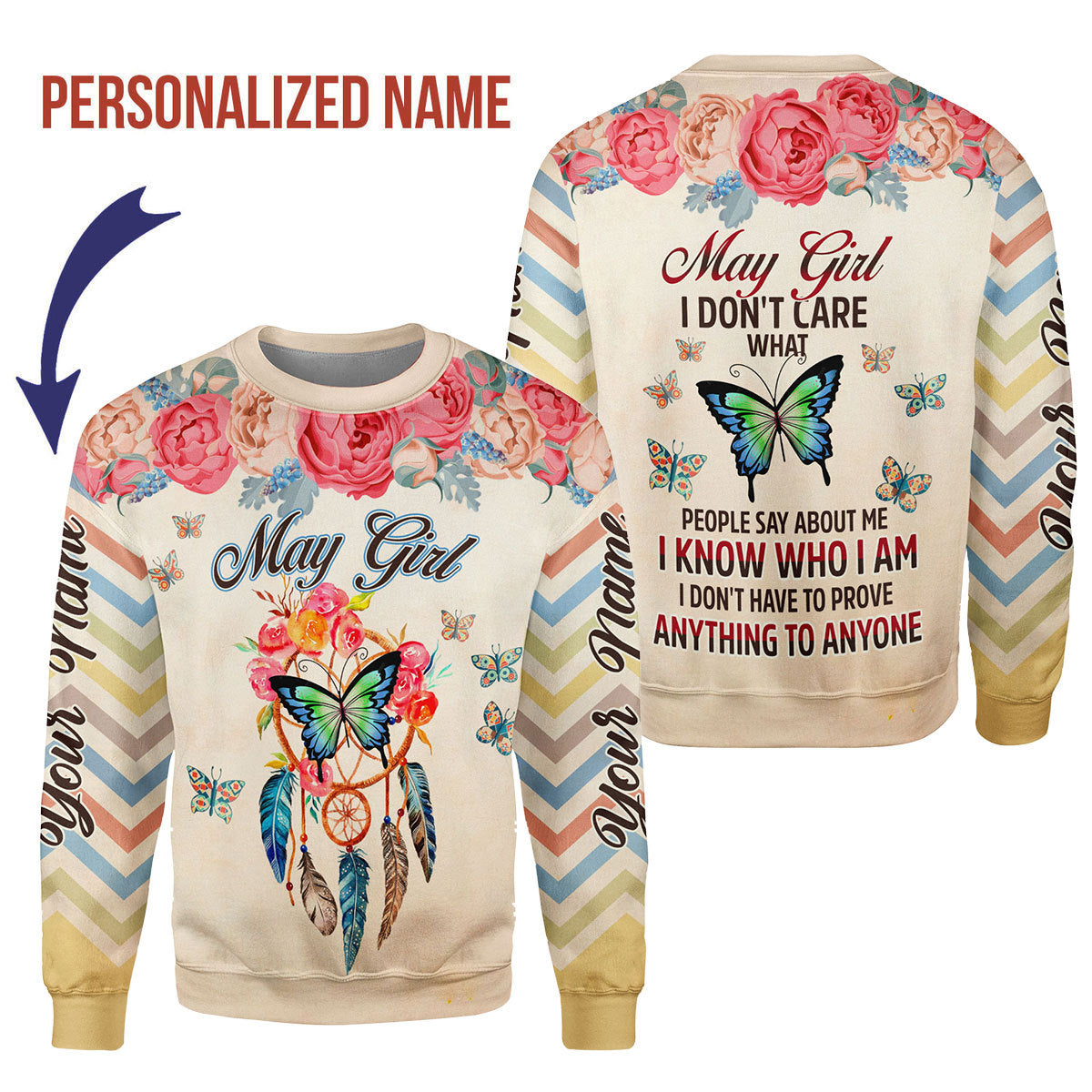 CustomsPig Personalized Ugly Sweater May Girl All Over Printed