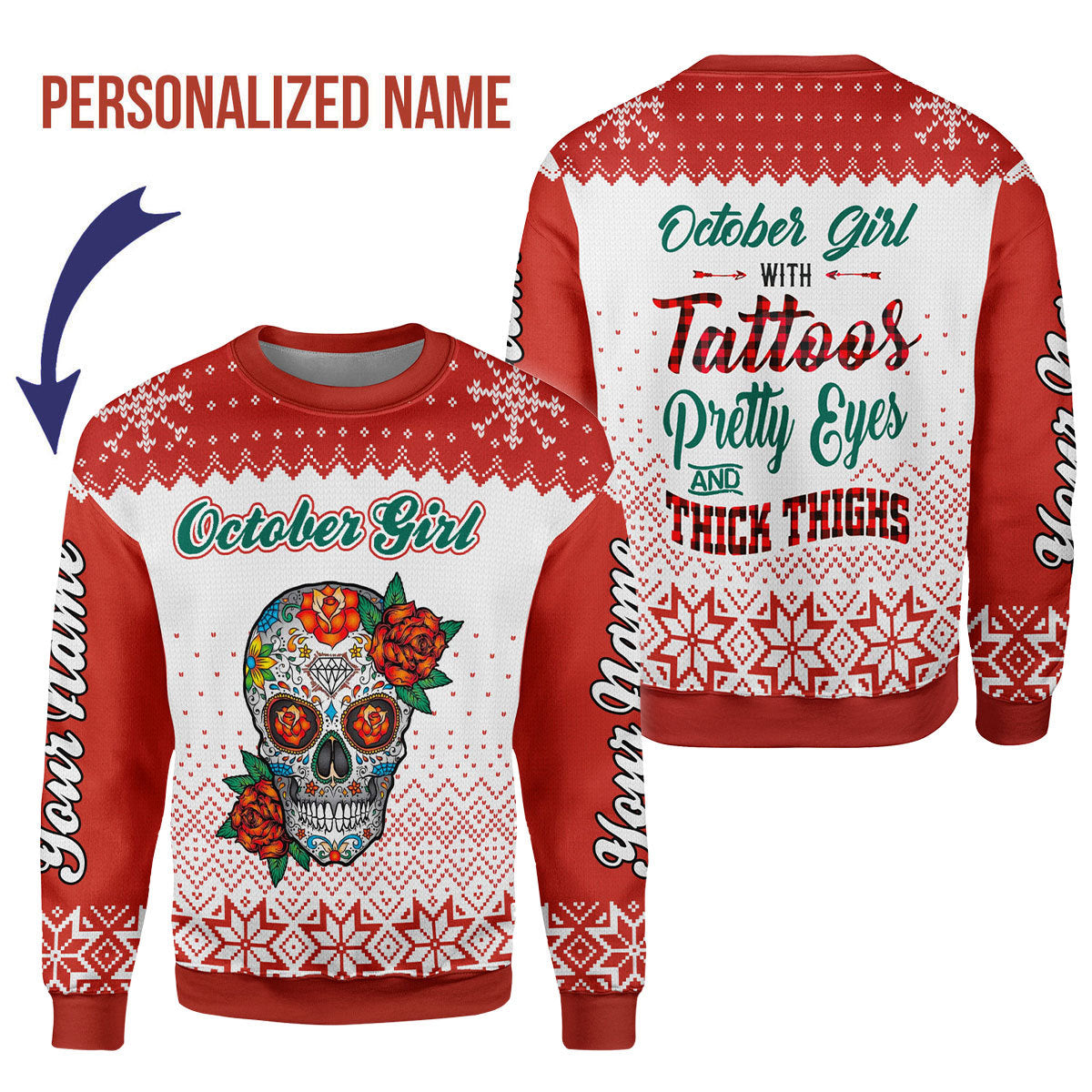 Customspig Personalized Sweatshirt October Girl All Over Printed
