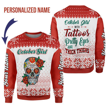 Customspig Personalized Sweatshirt October Girl All Over Printed