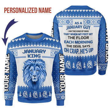 CustomsPig Personalized Ugly Sweater January Guy All Over Printed