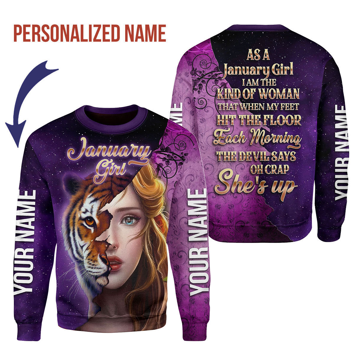 CustomsPig Personalized Tops As A January Girl All Over Printed