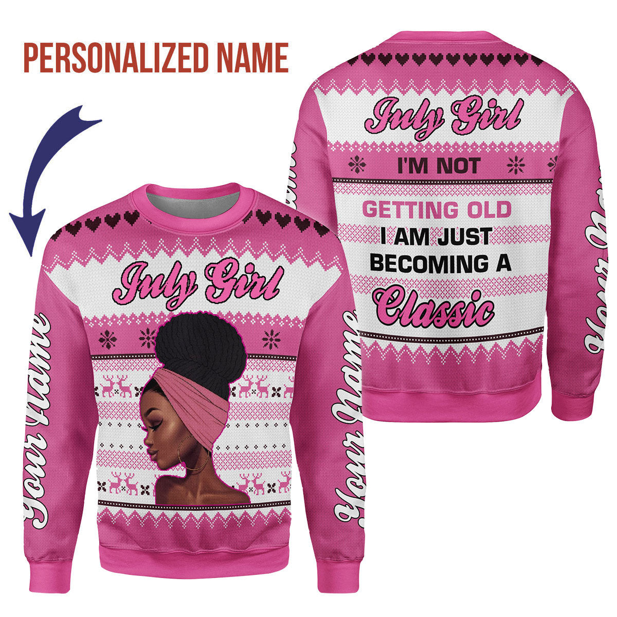CustomsPig Personalized Ugly Sweater July Girl All Over Printed