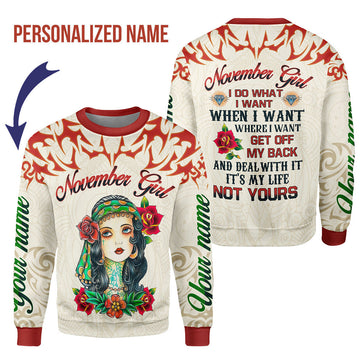 CustomsPig Personalized Tops November Girl All Over Printed