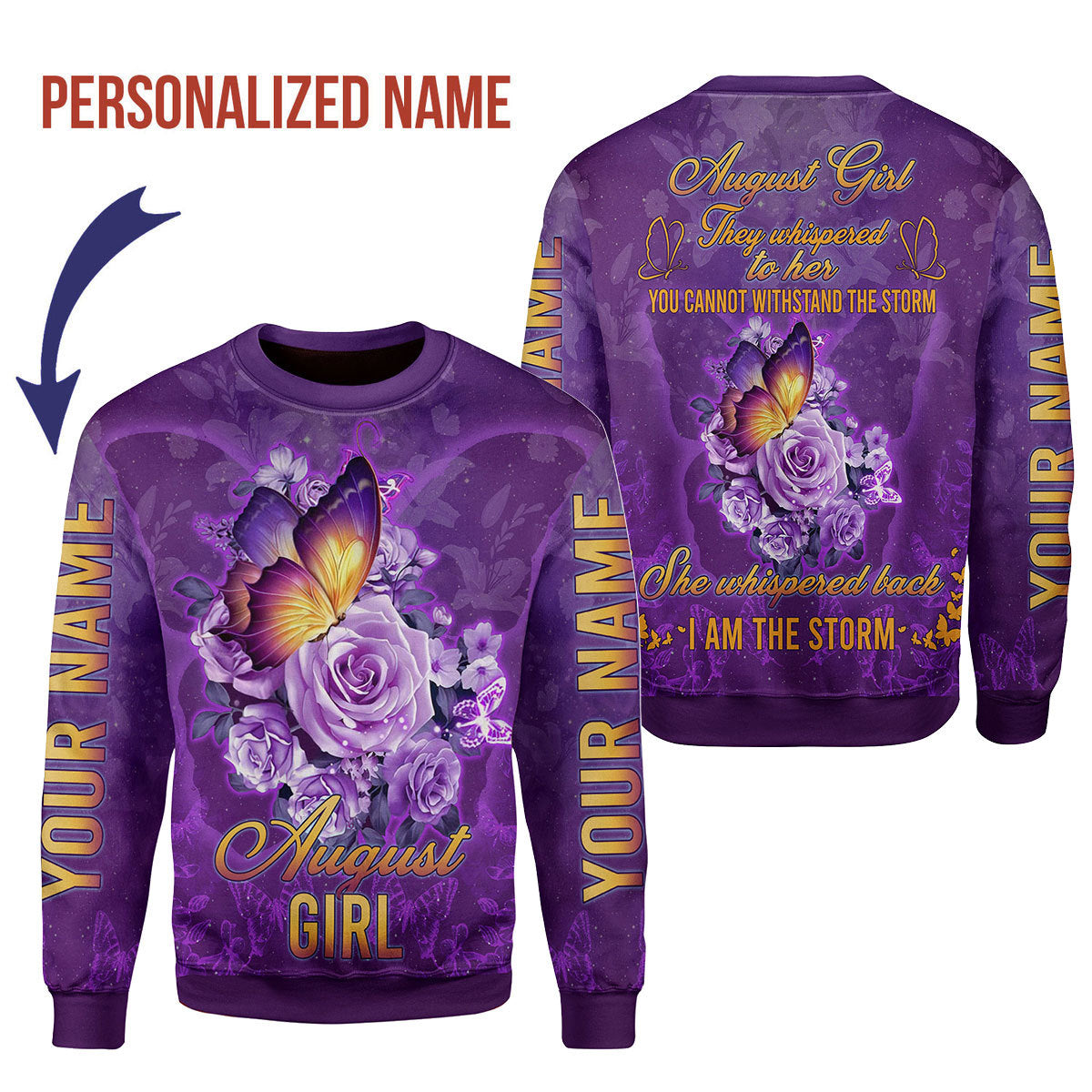 CustomsPig Personalized Ugly Sweater August Girl All Over Printed