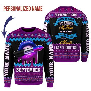 Customspig Personalized Sweatshirt September Girl All Over Printed