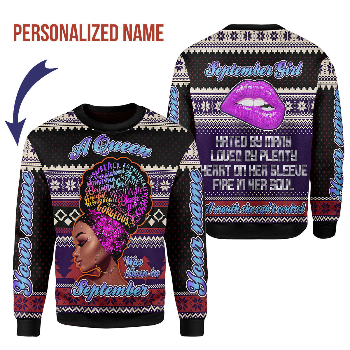 CustomsPig Personalized Tops A Queen Was Born In September All Over Printed