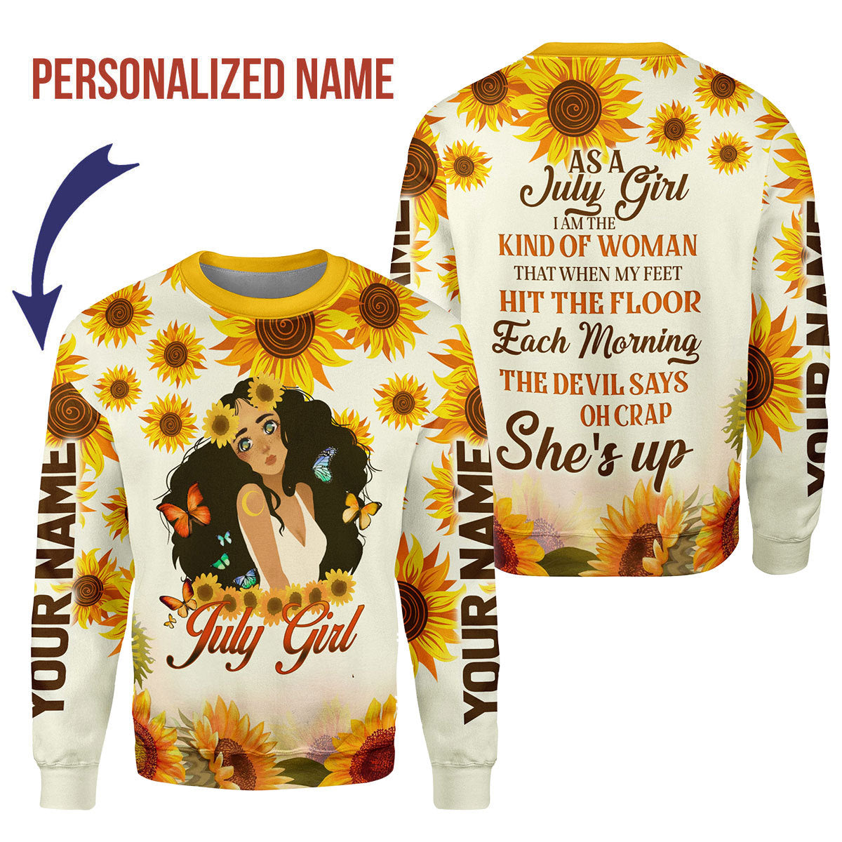 CustomsPig Personalized Ugly Sweater July Girl All Over Printed