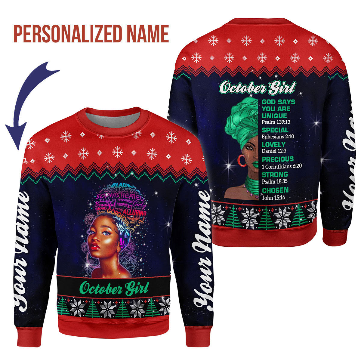 Customspig Personalized Sweatshirt October Girl All Over Printed