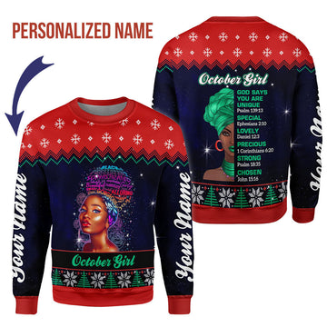 Customspig Personalized Sweatshirt October Girl All Over Printed