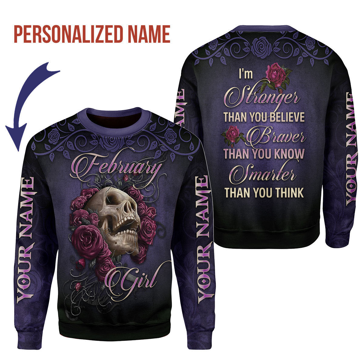 CustomsPig Personalized Tops I'm A February Girl All Over Printed