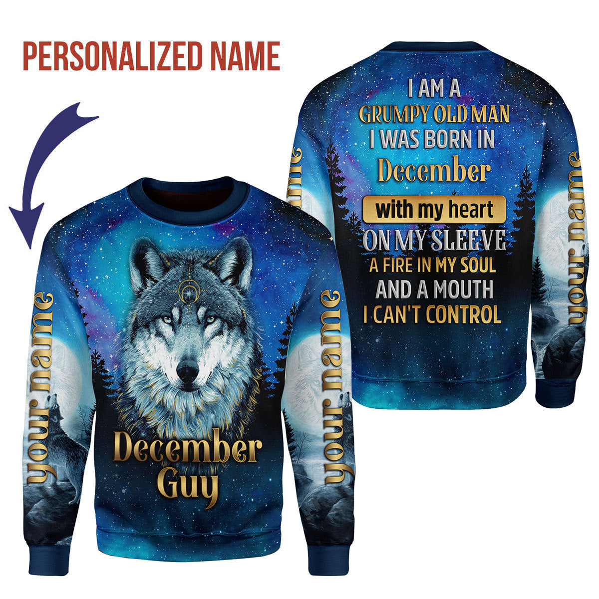 CustomsPig Personalized Ugly Sweater I Was Born In December All Over Printed