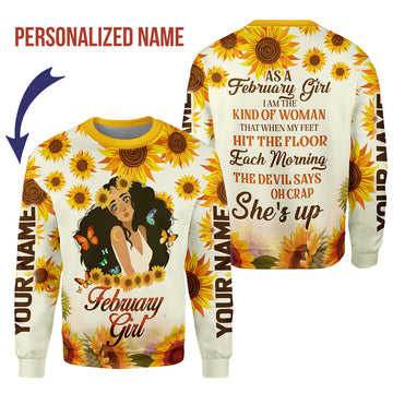 CustomsPig Personalized Ugly Sweater February Girl All Over Printed