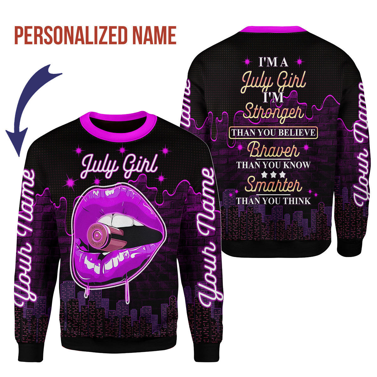 CustomsPig Personalized Ugly Sweater I'm A July Girl All Over Printed