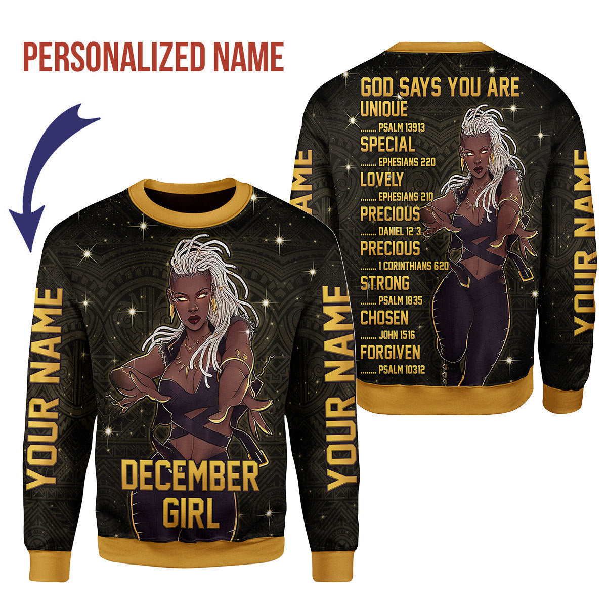 Customspig Personalized Ugly Sweater December Girl 3D Apparel