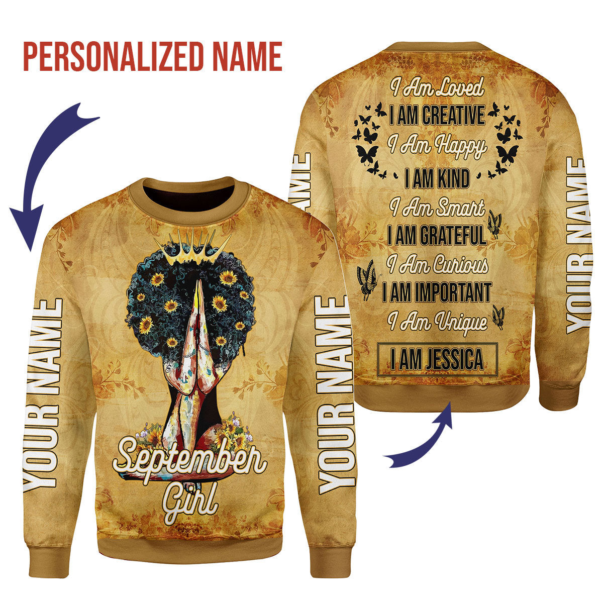 Customspig Personalized Tops September Girl All Over Printed