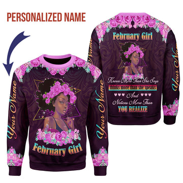 CustomsPig Personalized Tops February Girl All Over Printed