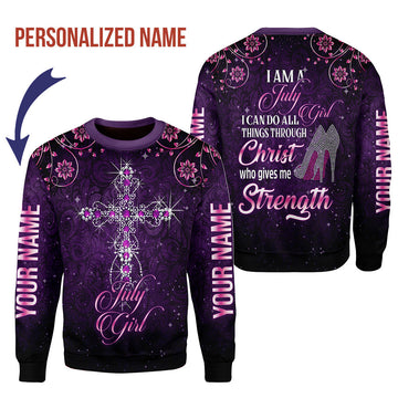 CustomsPig Personalized Ugly Sweater I Am A July Girl All Over Printed