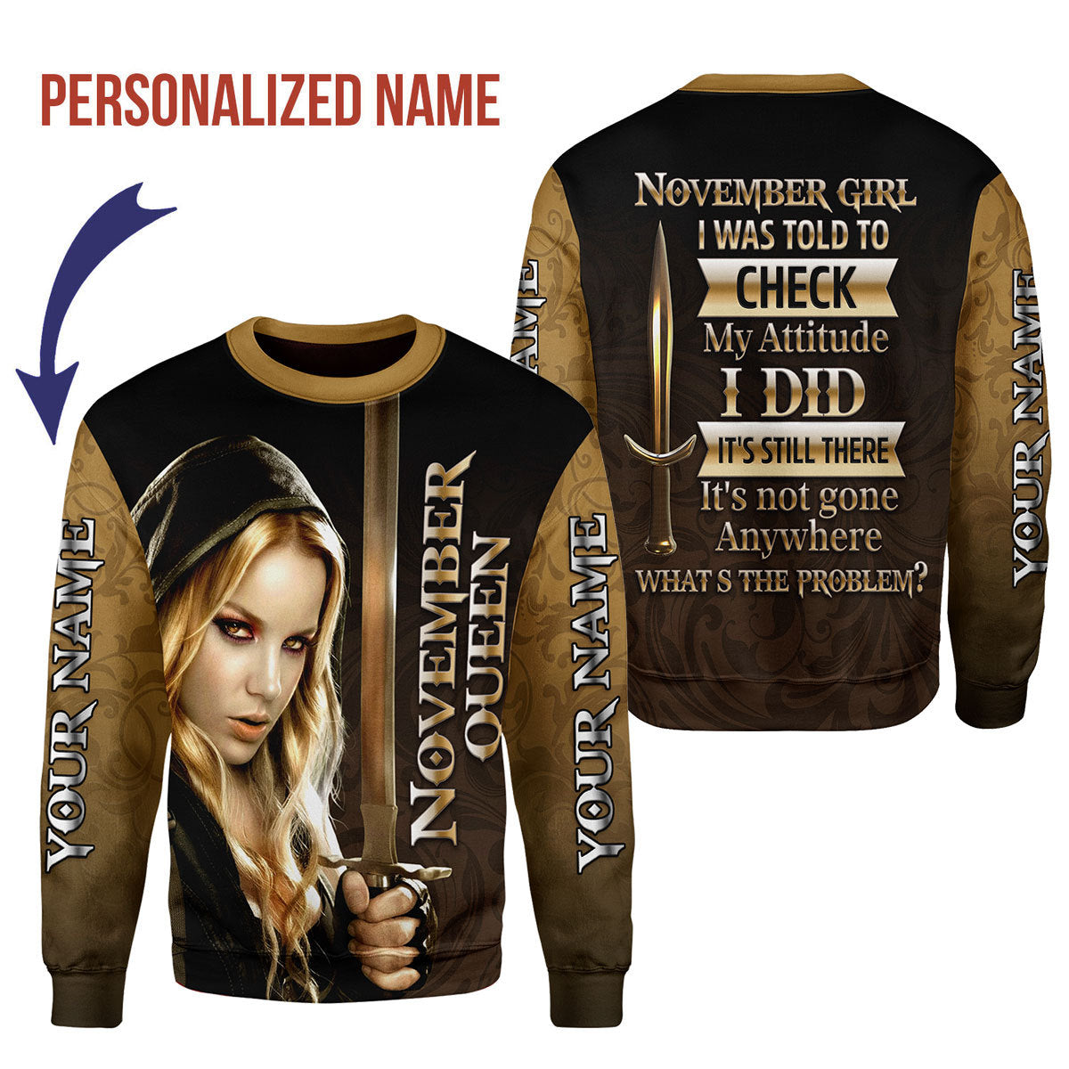 CustomsPig Personalized Tops November Girl All Over Printed