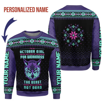 CustomsPig Personalized Tops October Girl All Over Printed