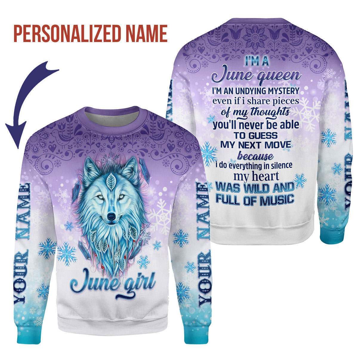CustomsPig Personalized Ugly Sweater I'm A June Queen All Over Printed
