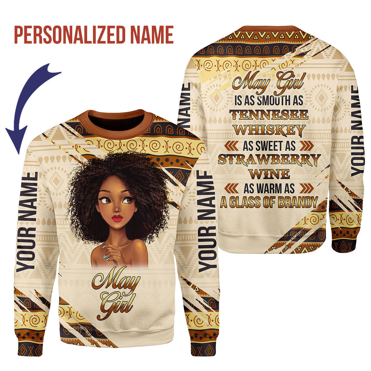 CustomsPig Personalized Ugly Sweater May Girl All Over Printed