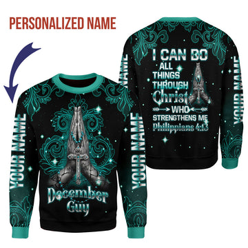CustomsPig Personalized Ugly Sweater December Guy All Over Printed