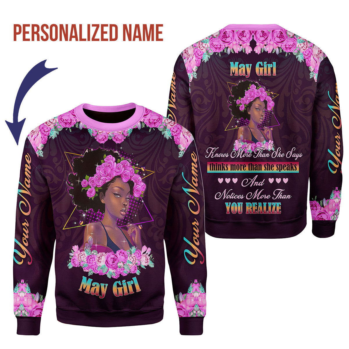 CustomsPig Personalized Ugly Sweater May Girl All Over Printed
