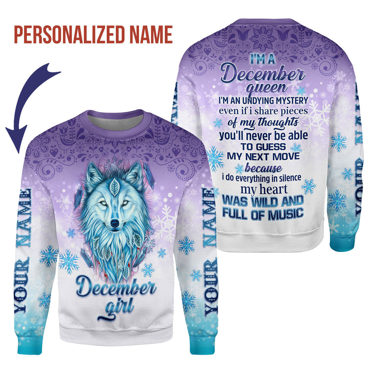 CustomsPig Personalized Ugly Sweater December Girl All Over Printed
