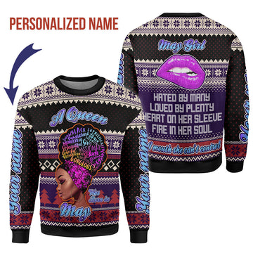 CustomsPig Personalized Tops A Queen Was Born In May All Over Printed