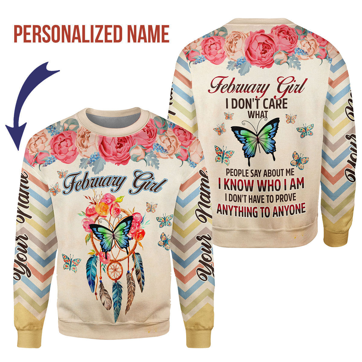 CustomsPig Personalized Tops February Girl All Over Printed