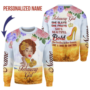 CustomsPig Personalized Ugly Sweater February Girl All Over Printed